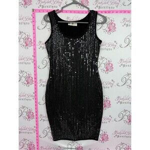 Ungaro Fever bodycon sexy dress y2k Black Sequin Tank Bodycon Dress